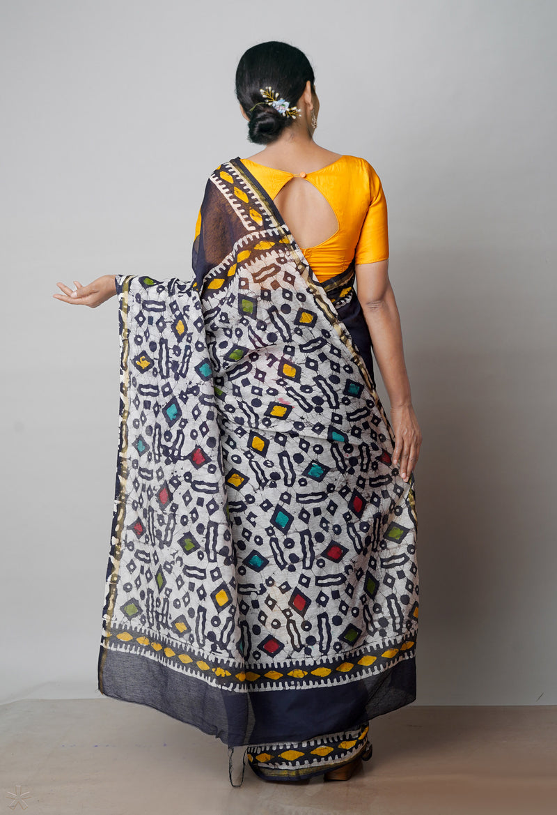 Black Pure Chanderi Sico Saree-UNM61894