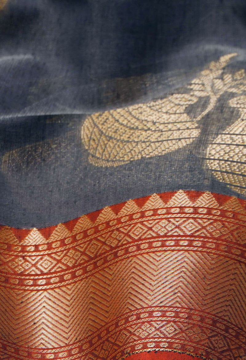 Grey  Fancy Chanderi Sico Saree-UNM62464