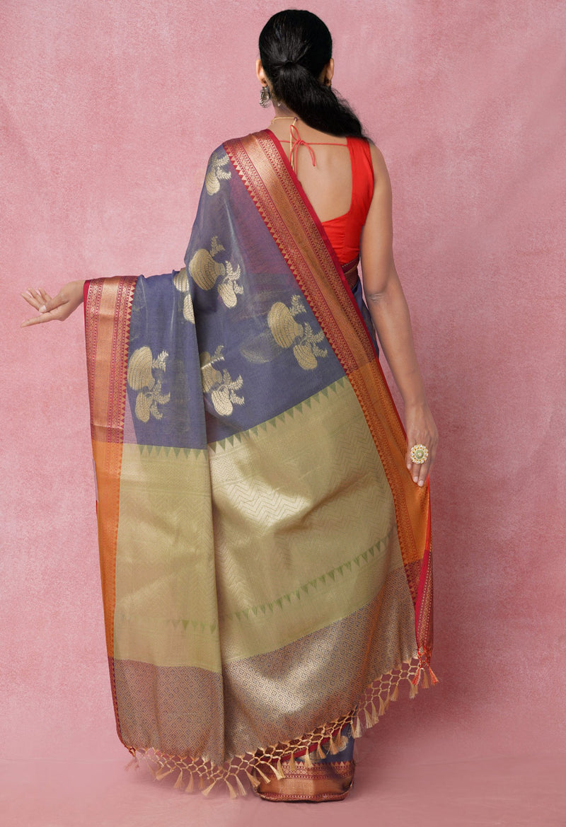 Grey  Fancy Chanderi Sico Saree-UNM62464