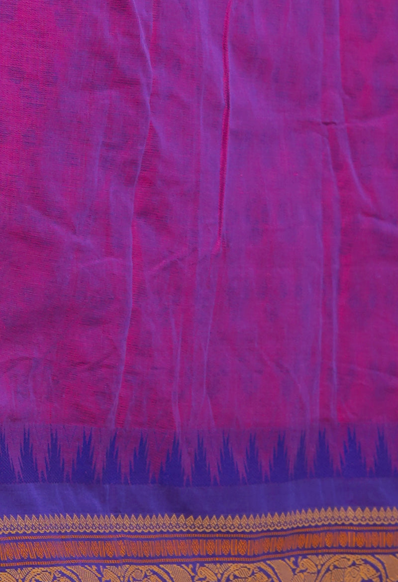 Pink  Block Printed Kanchi Cotton Saree-UNM63290