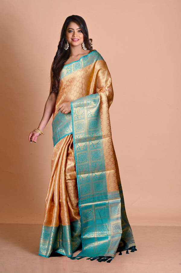 Light Orange-Gold  Fancy Banarasi Silk Saree-UNM67918