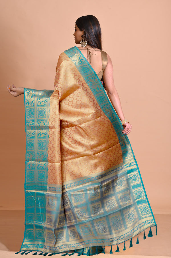 Light Orange-Gold  Fancy Banarasi Silk Saree-UNM67918