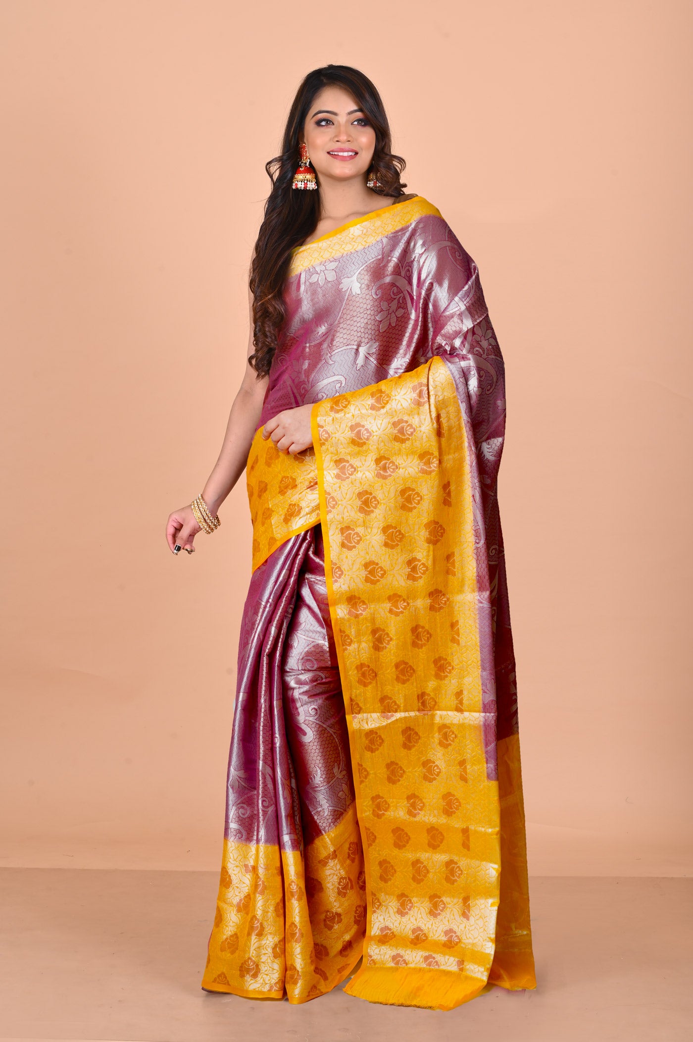Pantone Rosewood Fancy Banarasi silk Saree