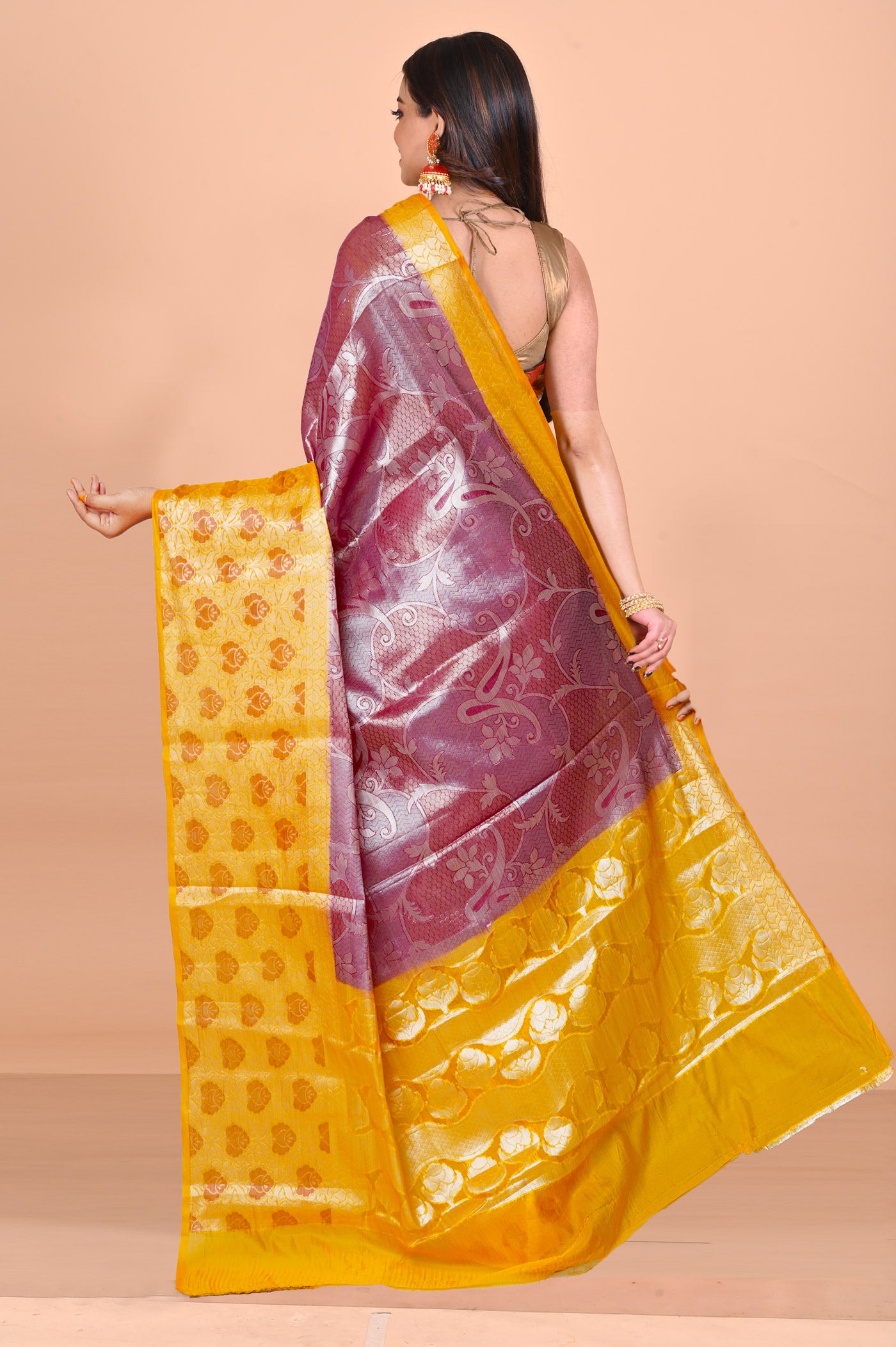 Pantone Rosewood Fancy Banarasi silk Saree