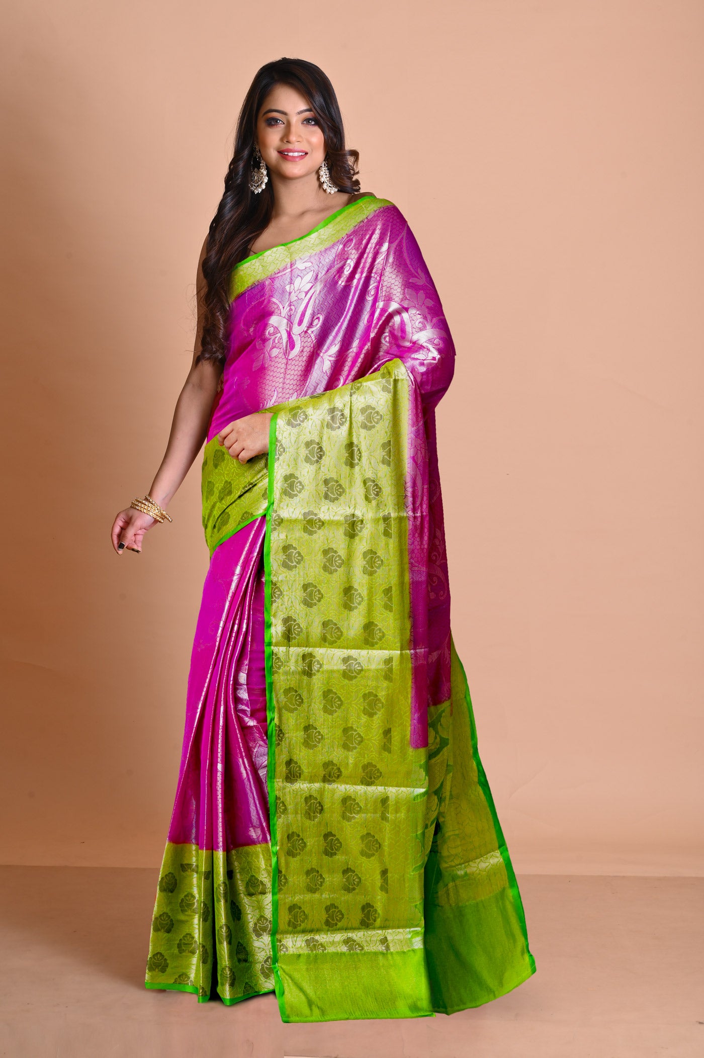 Pink  Fancy Banarasi silk Saree