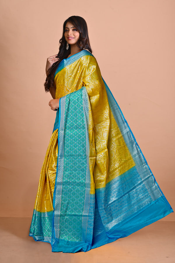 Lemon Yellow  Fancy Banarasi silk Saree-UNM70516