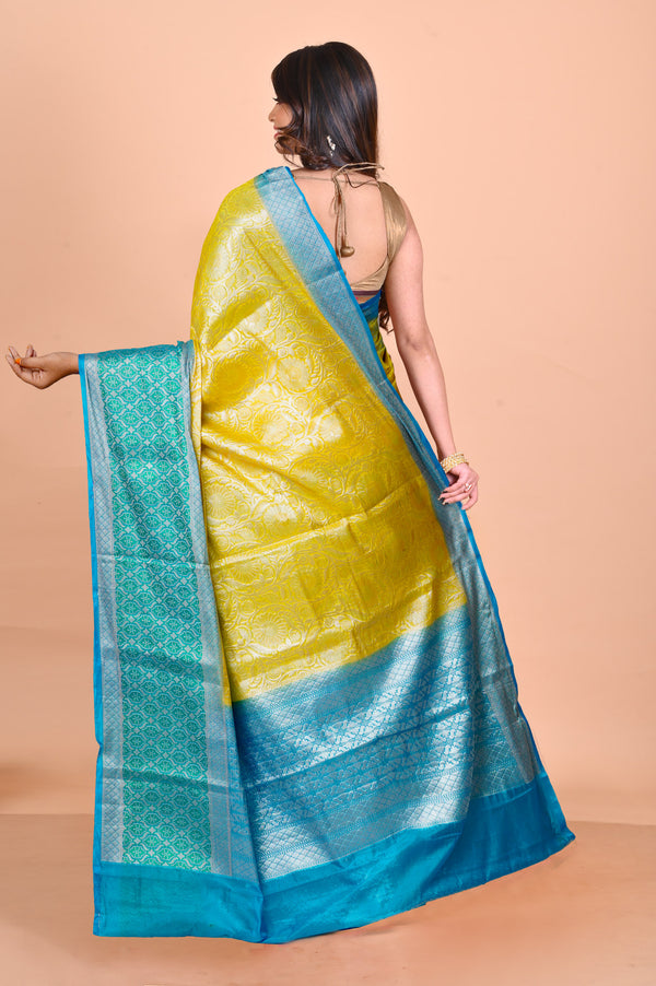 Lemon Yellow  Fancy Banarasi silk Saree-UNM70516