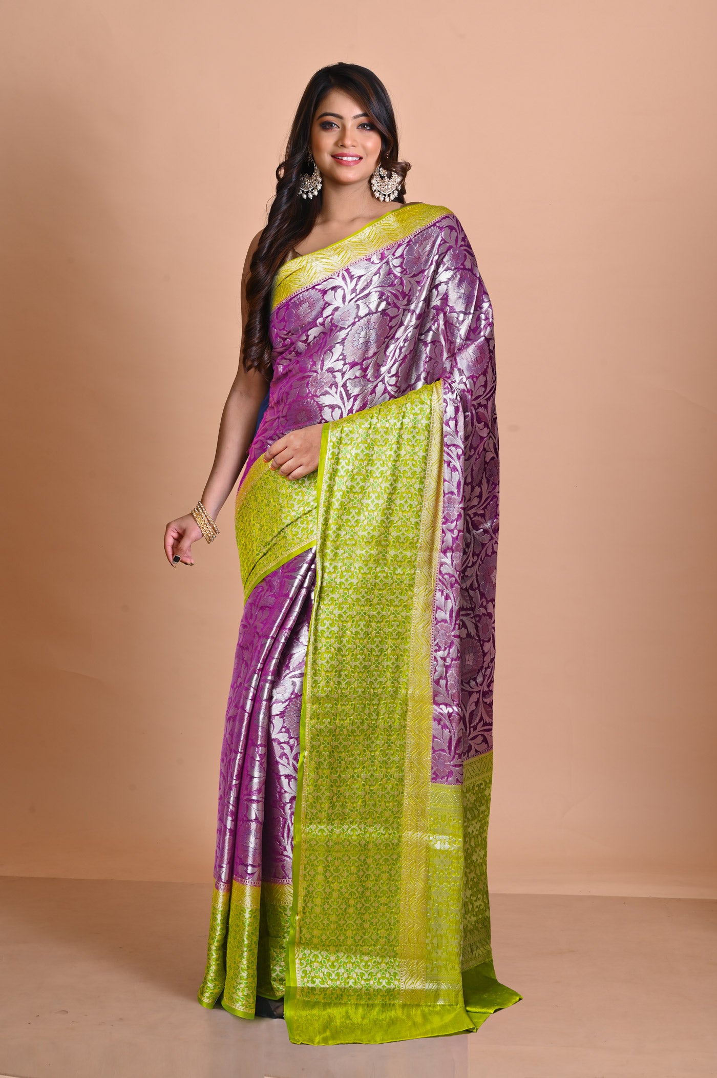 Orchid Purple Fancy Banarasi silk Saree