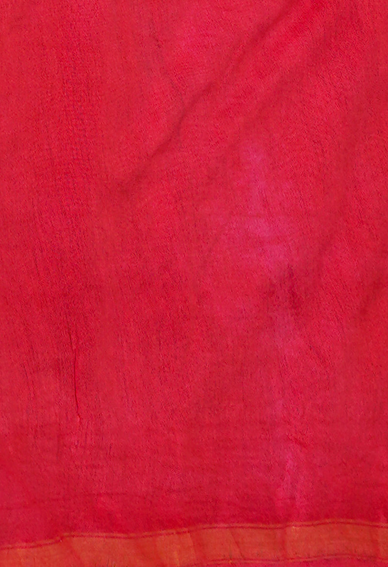 Black-Red  Batik Printed Chanderi Sico Saree-UNM71687