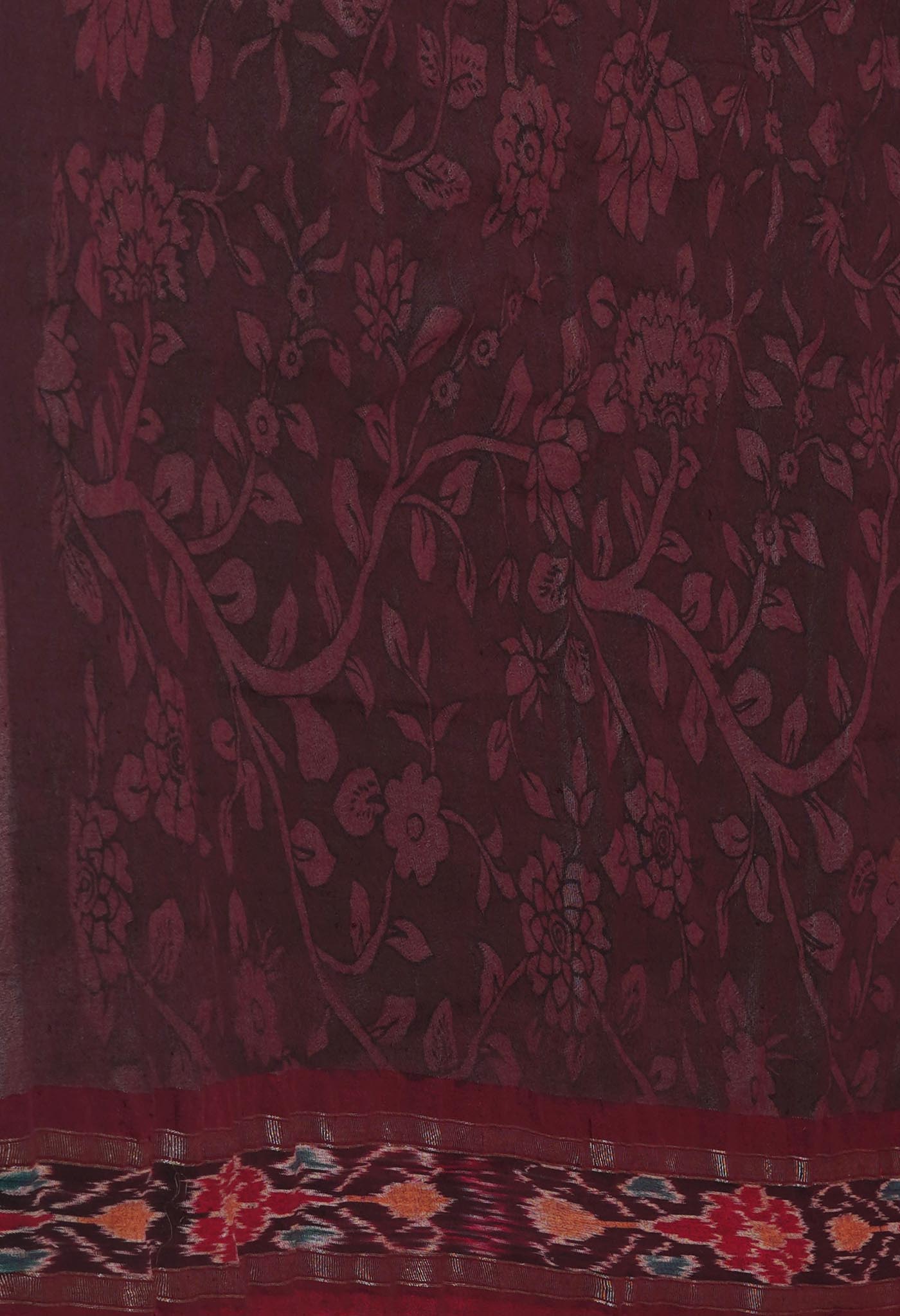 Biege Pure Handloom Pen Kalamkari Painting Gicha Tussar Jute Saree-UNM71750