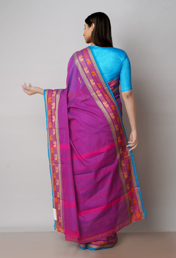 Fuchsia Pink Pure Handloom Pavani Chettinad Cotton Saree-UNM71816