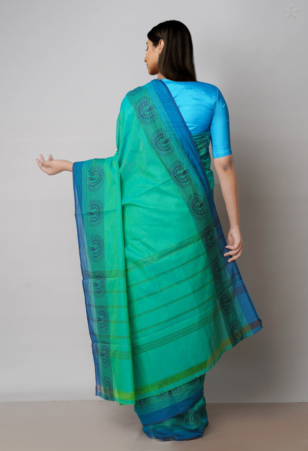 Teal Green Pure  Pavani Handcrafted Kanchi Cotton Saree-UNM71840