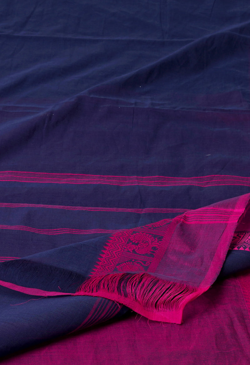 Navy Blue Pure  Pavani Handcrafted Kanchi Cotton Saree-UNM71857