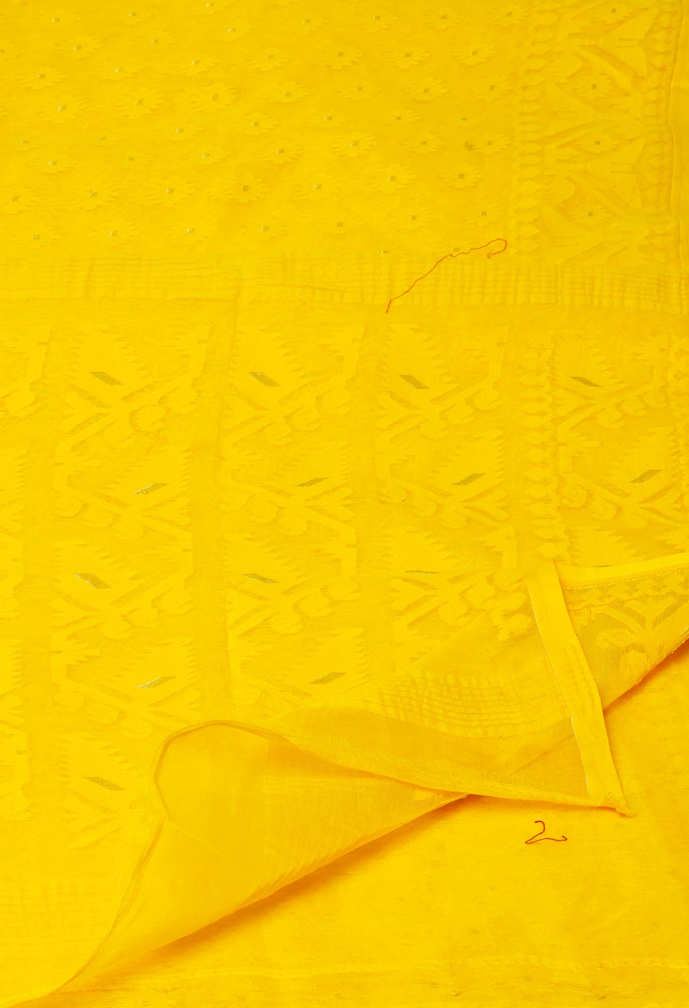 Yellow Pure Handloom Handloom Dhaka Jamdhani Bengal Cotton Saree-UNM71876