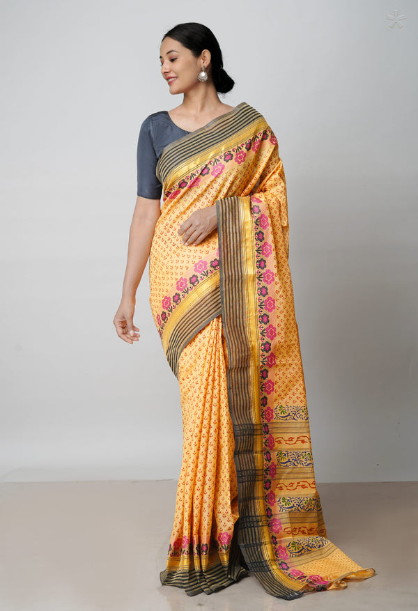 Sand Beige Pure Handloom Pavani Dyed Printed Chettinad  Cotton Saree-UNM71904