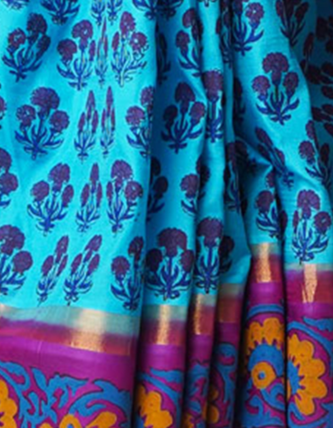 Blue  Dyed Printed Summer Bangalore Soft Silk Saree-UNM71945