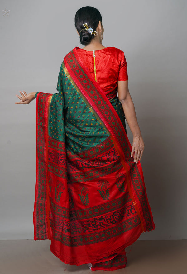 Green  Dyed Printed Summer Bangalore Soft Silk Saree-UNM71946