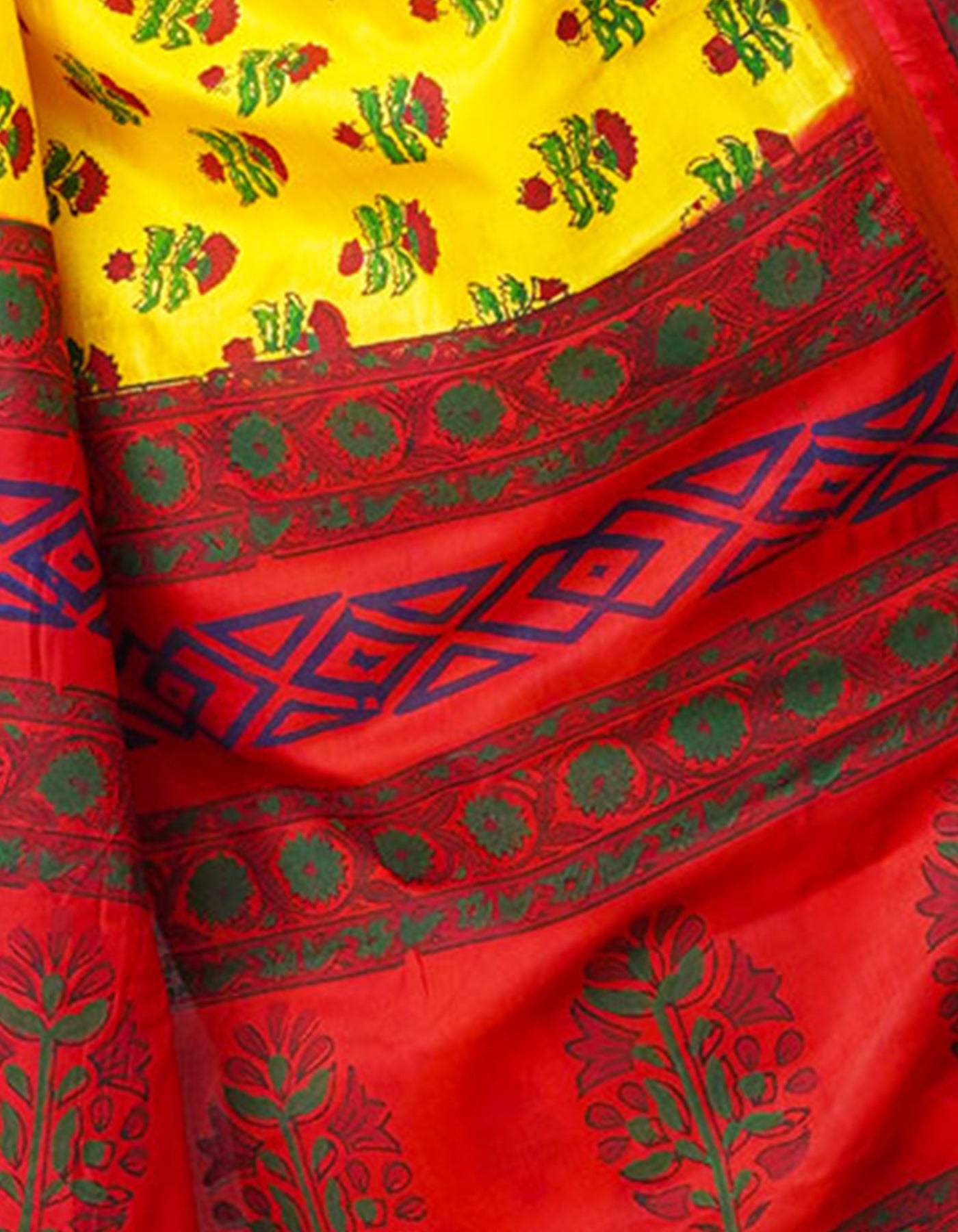 Yellow  Dyed Printed Summer Bangalore Soft Silk Saree-UNM71947