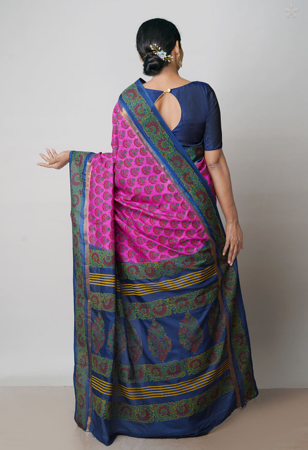 Pink  Dyed Printed Summer Bangalore Soft Silk Saree-UNM71948