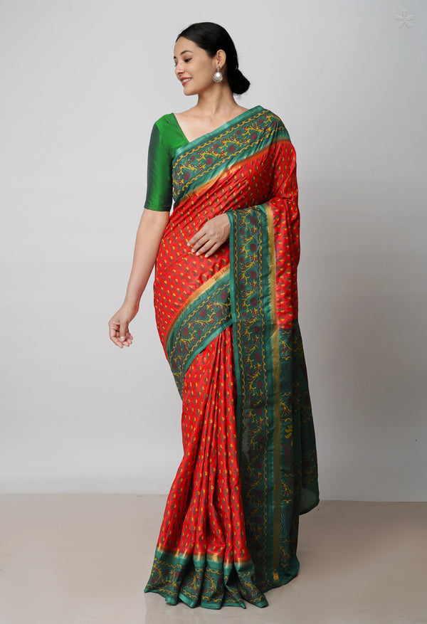 Red  Dyed Printed Summer Bangalore Soft Silk Saree-UNM71949