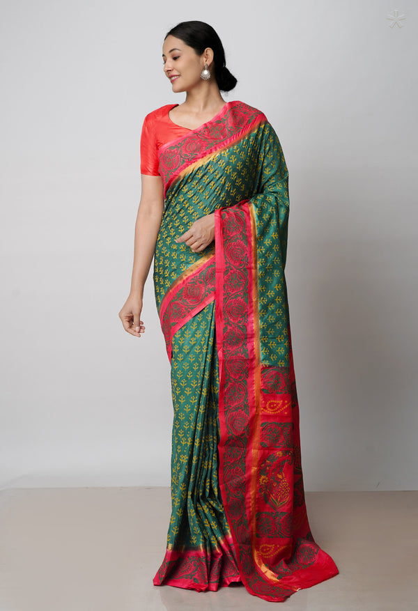 Green  Dyed Printed Summer Bangalore Soft Silk Saree-UNM71952