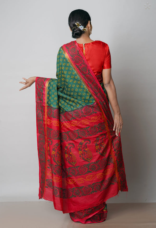 Green  Dyed Printed Summer Bangalore Soft Silk Saree-UNM71952