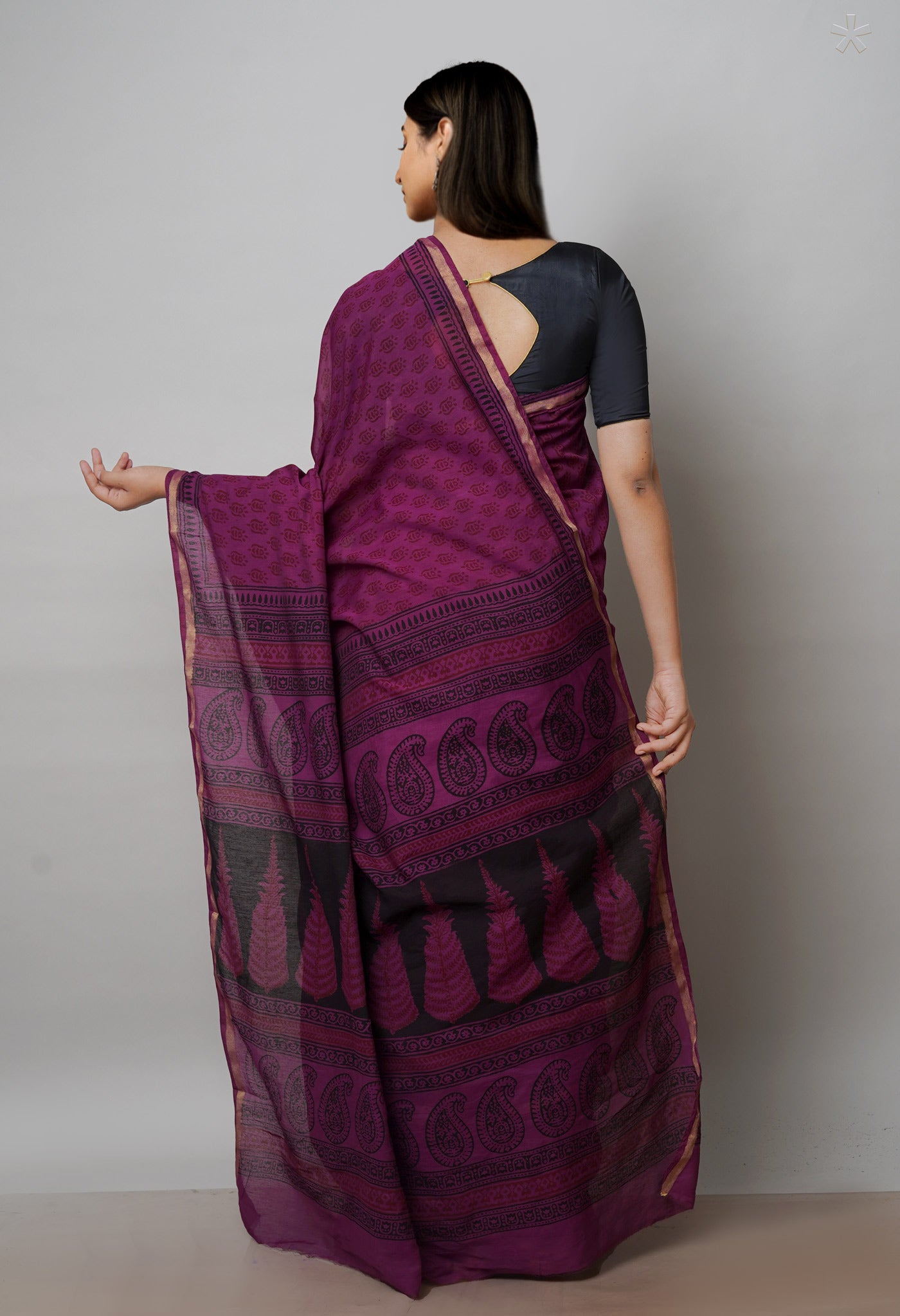 Purple Art Chanderi Bagh Printed Cotton Saree