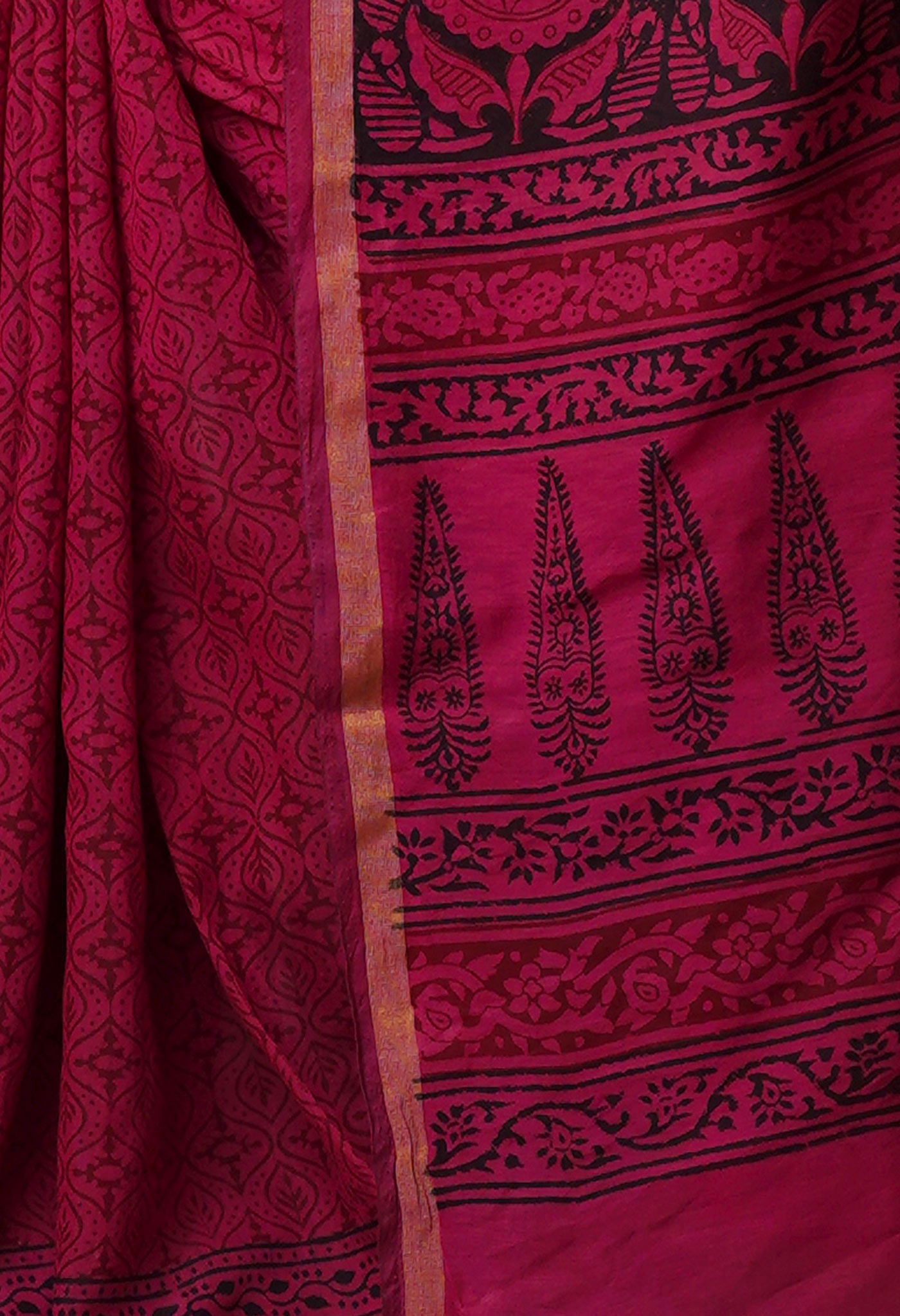 Pink Art Chanderi Bagh Printed Cotton Saree