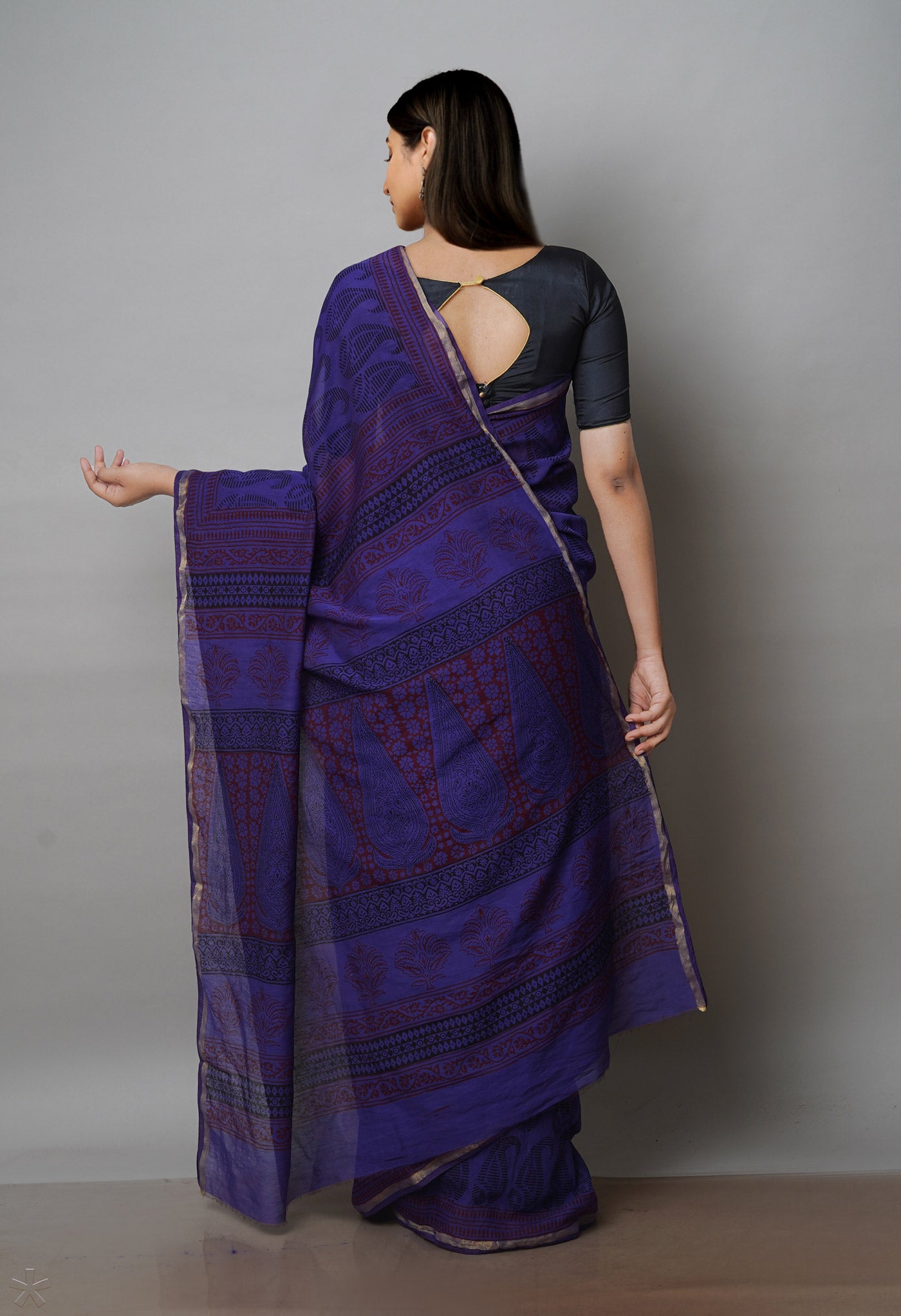 Violet Art Chanderi Bagh Printed Cotton Saree