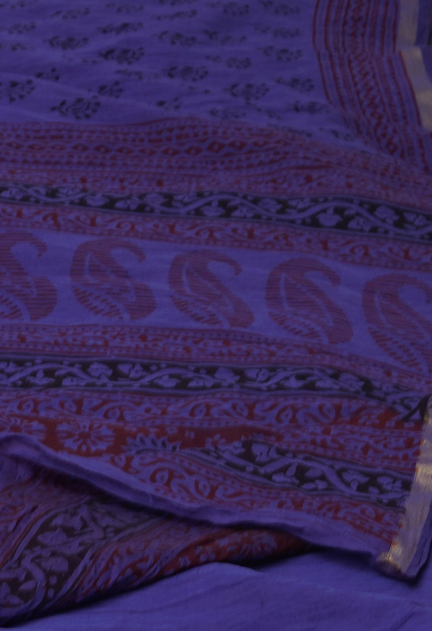 Violet Art Chanderi Bagh Printed Cotton Saree