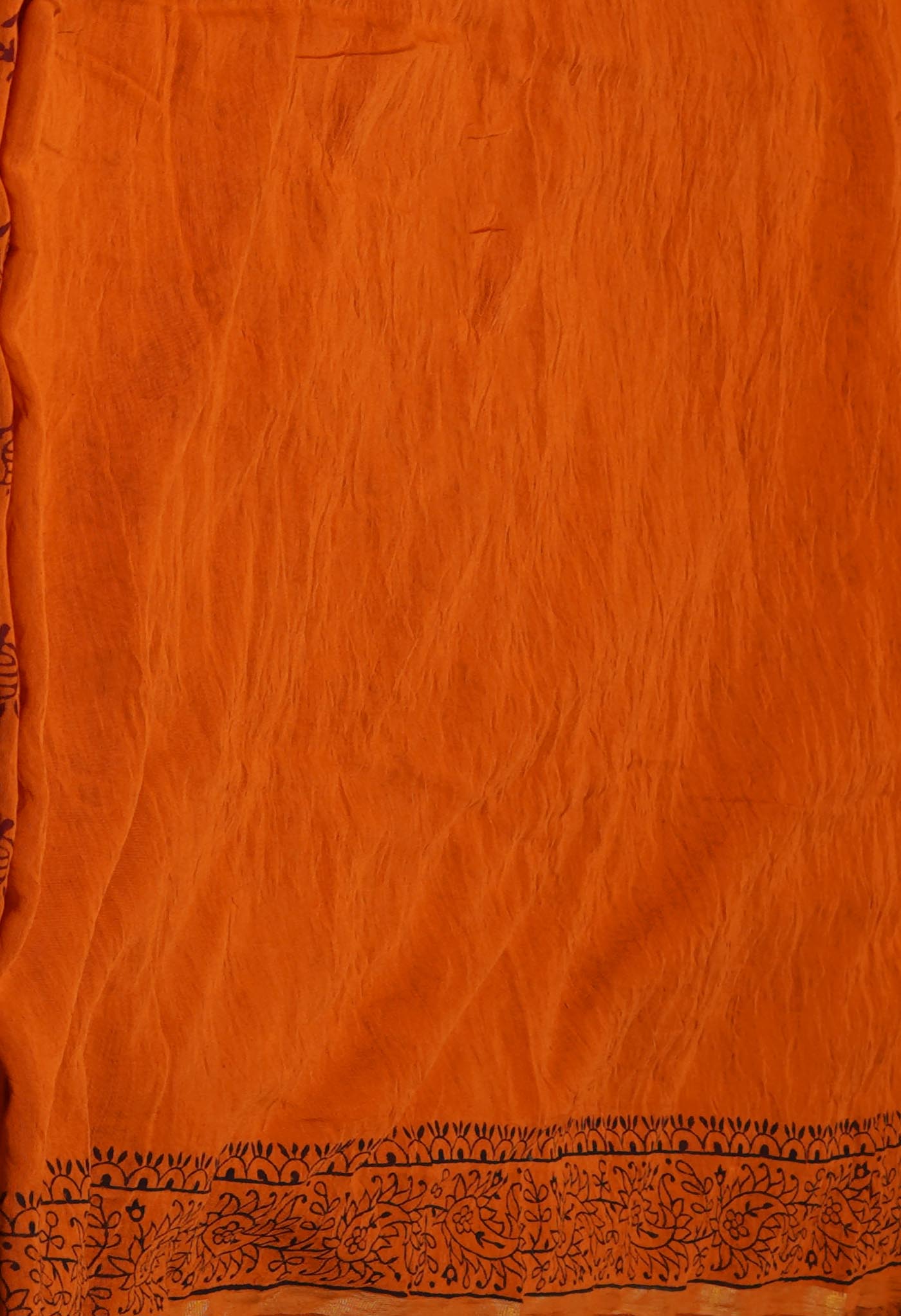 Rust Orange  Art Chanderi Bagh Printed Cotton Saree-UNM72004
