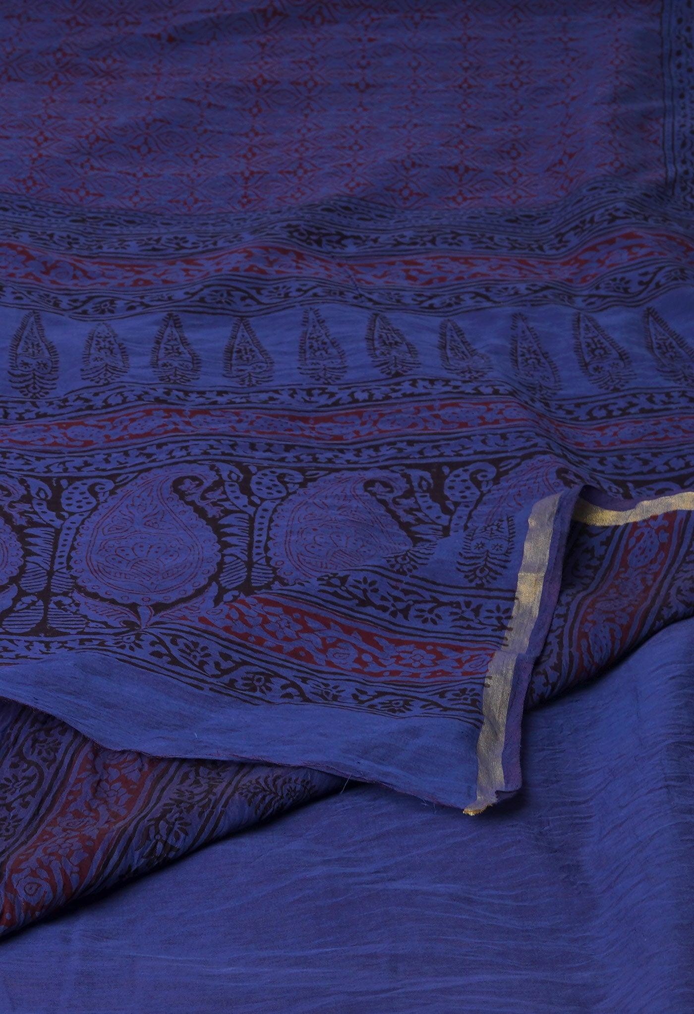 Blue Art Chanderi Bagh Printed Cotton Saree