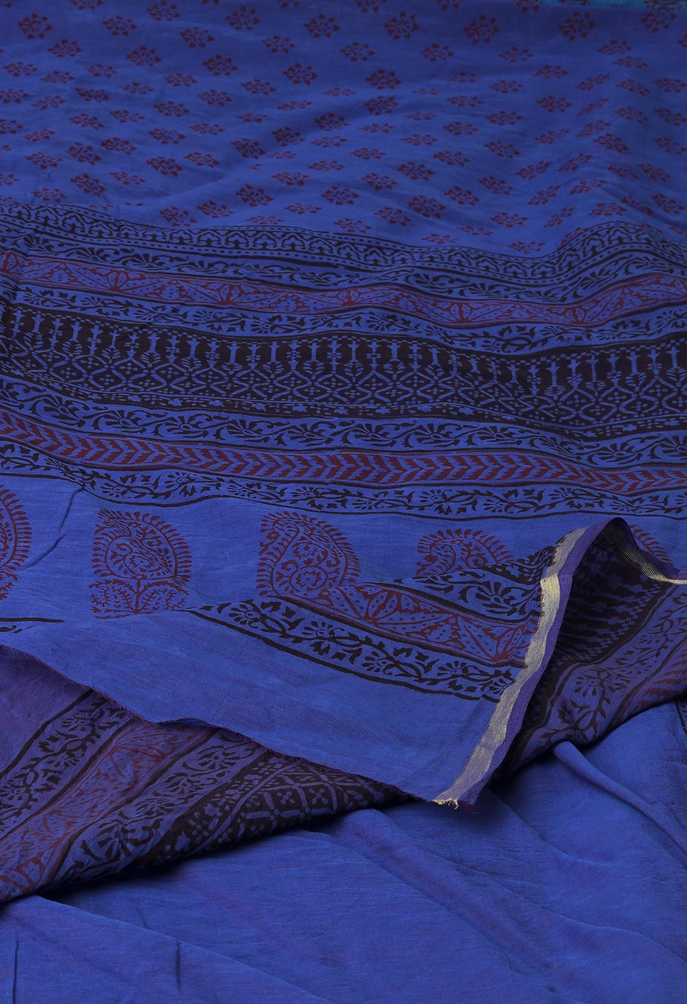 Blue Art Chanderi Bagh Printed Cotton Saree