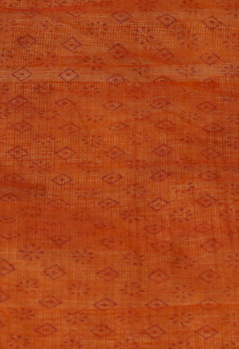 Beige Pure  Block Printed Kota Cotton Saree-UNM72050