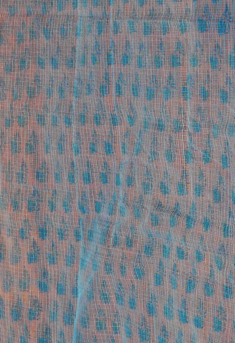 Orange Pure  Block Printed Kota Cotton Saree-UNM72101