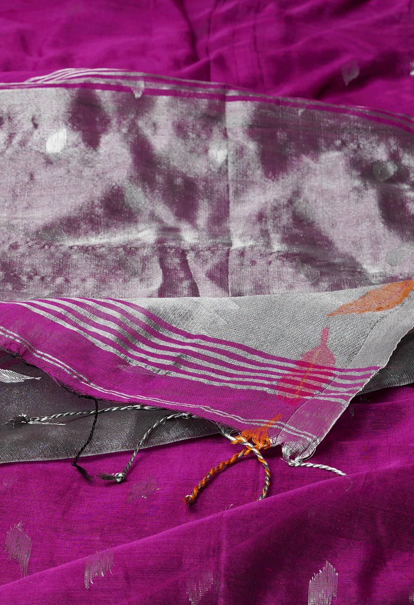 Purple Handloom Jamdhani Bengal Sico Saree-UNM72156