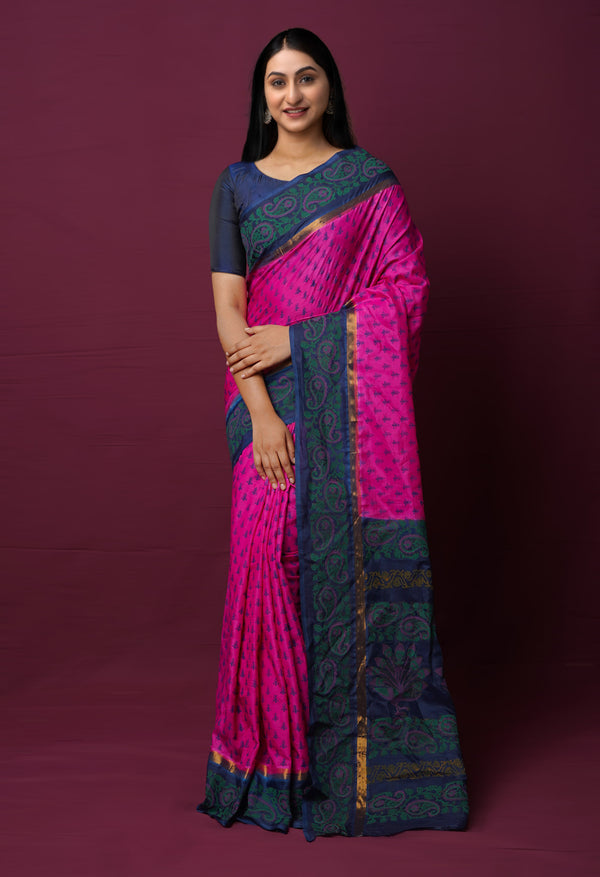 Pink  Dyed Printed Summer Bangalore Soft Silk Saree-UNM72250