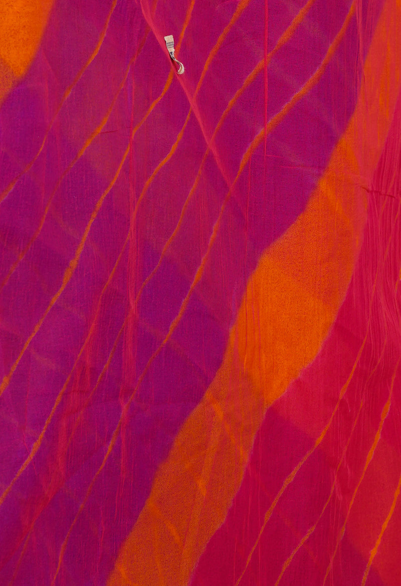 Multi  Tie and Dye Shibori  Chiffon Saree-UNM72281