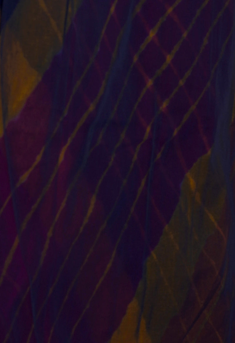 Multi  Tie and Dye Shibori  Chiffon Saree-UNM72282