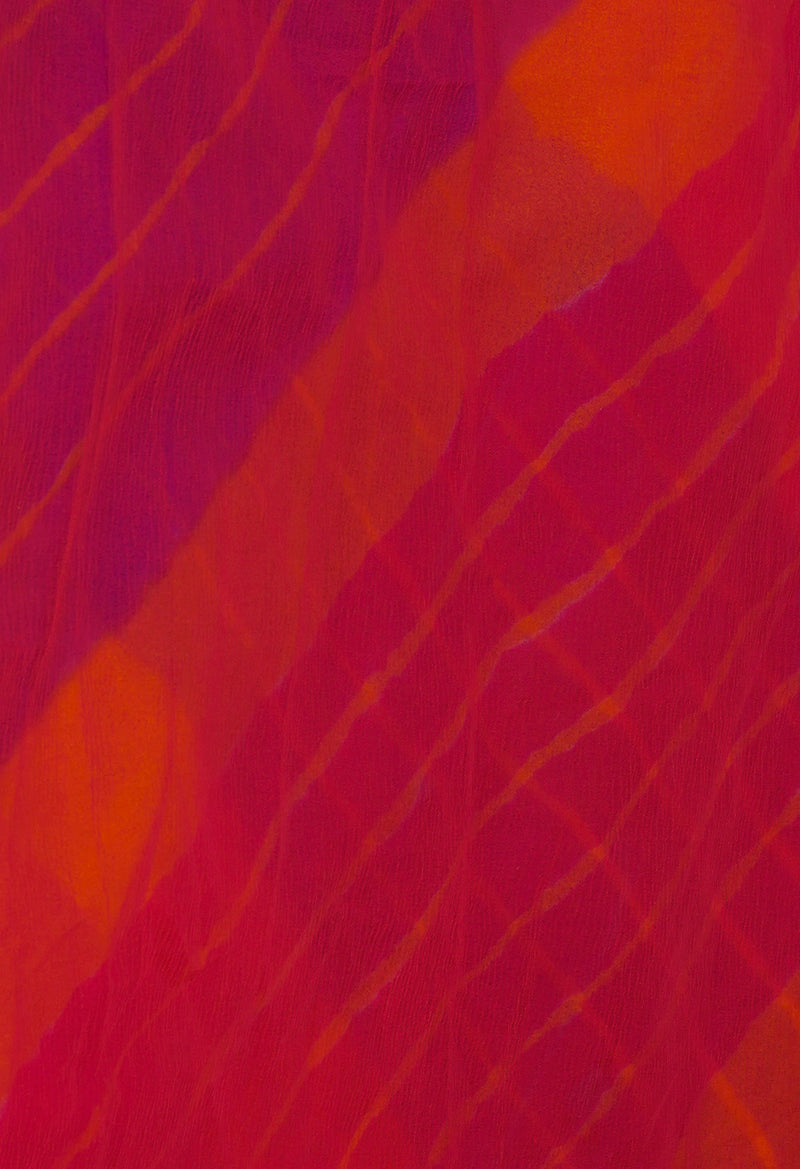 Multi  Tie and Dye Shibori  Chiffon Saree-UNM72284