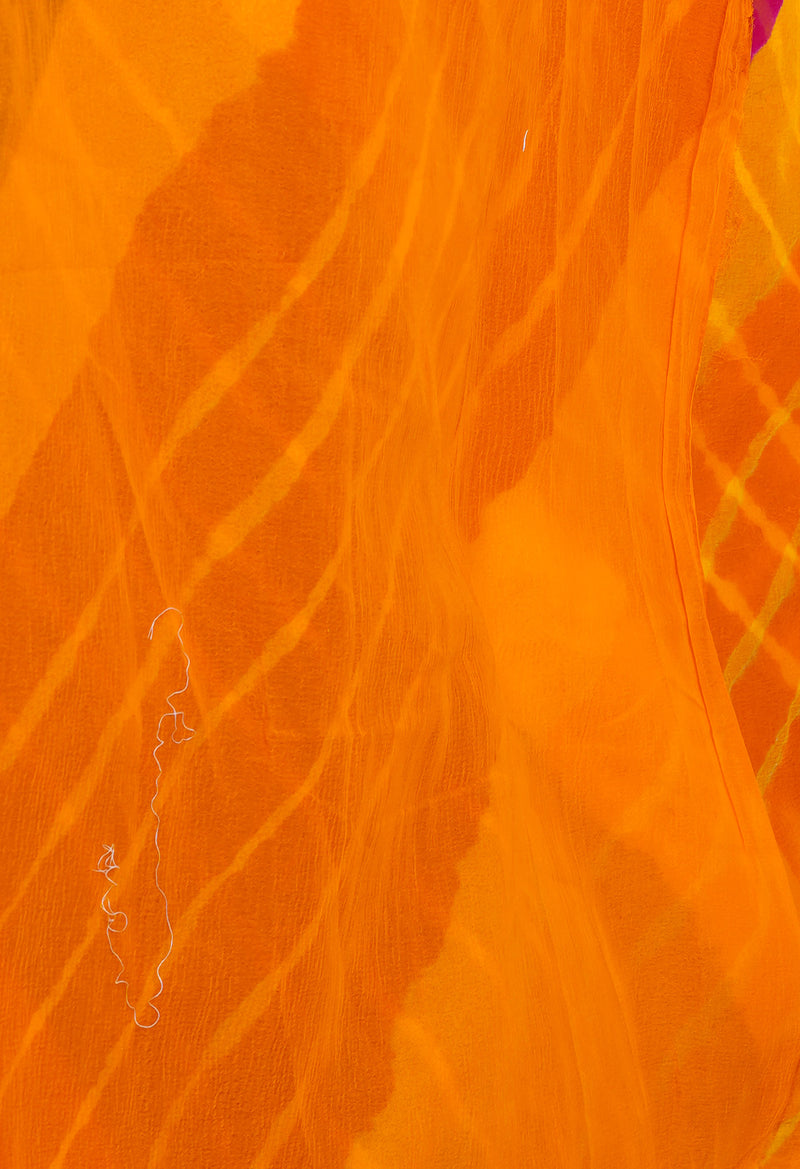 Multi  Tie and Dye Shibori  Chiffon Saree-UNM72287