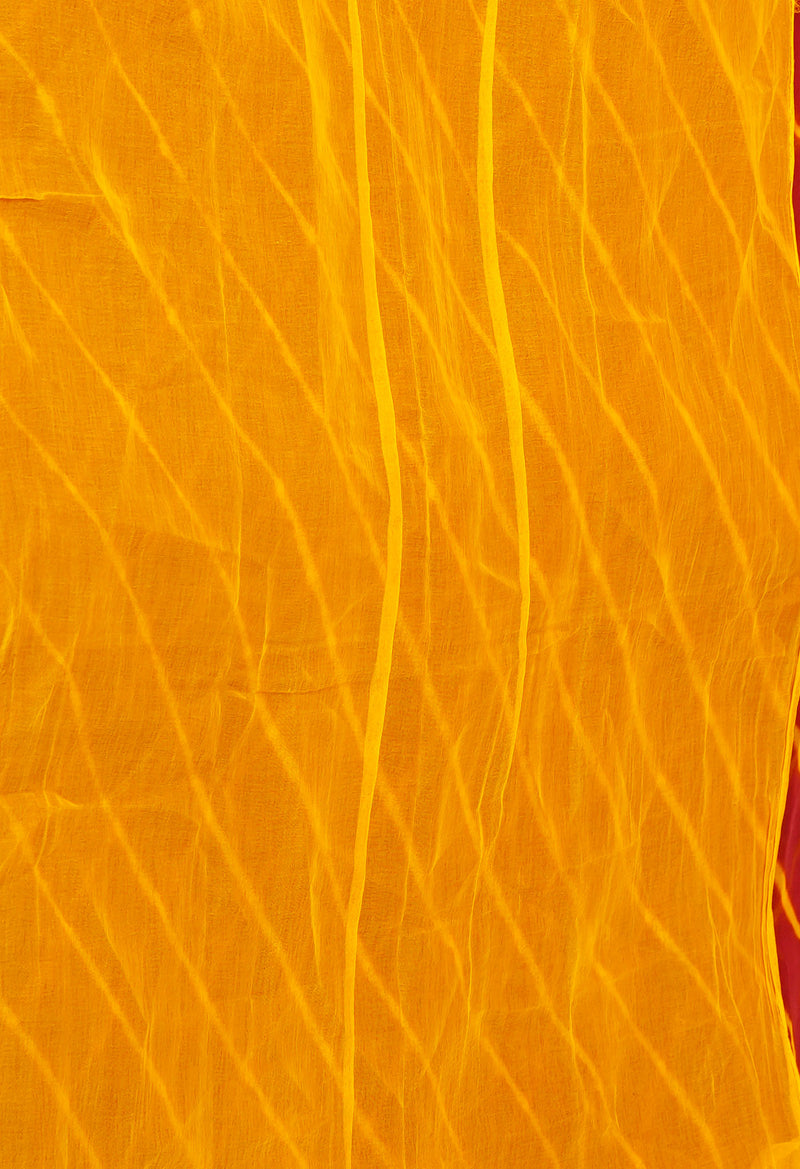 Red  Tie and Dye Shibori  Chiffon Saree-UNM72296