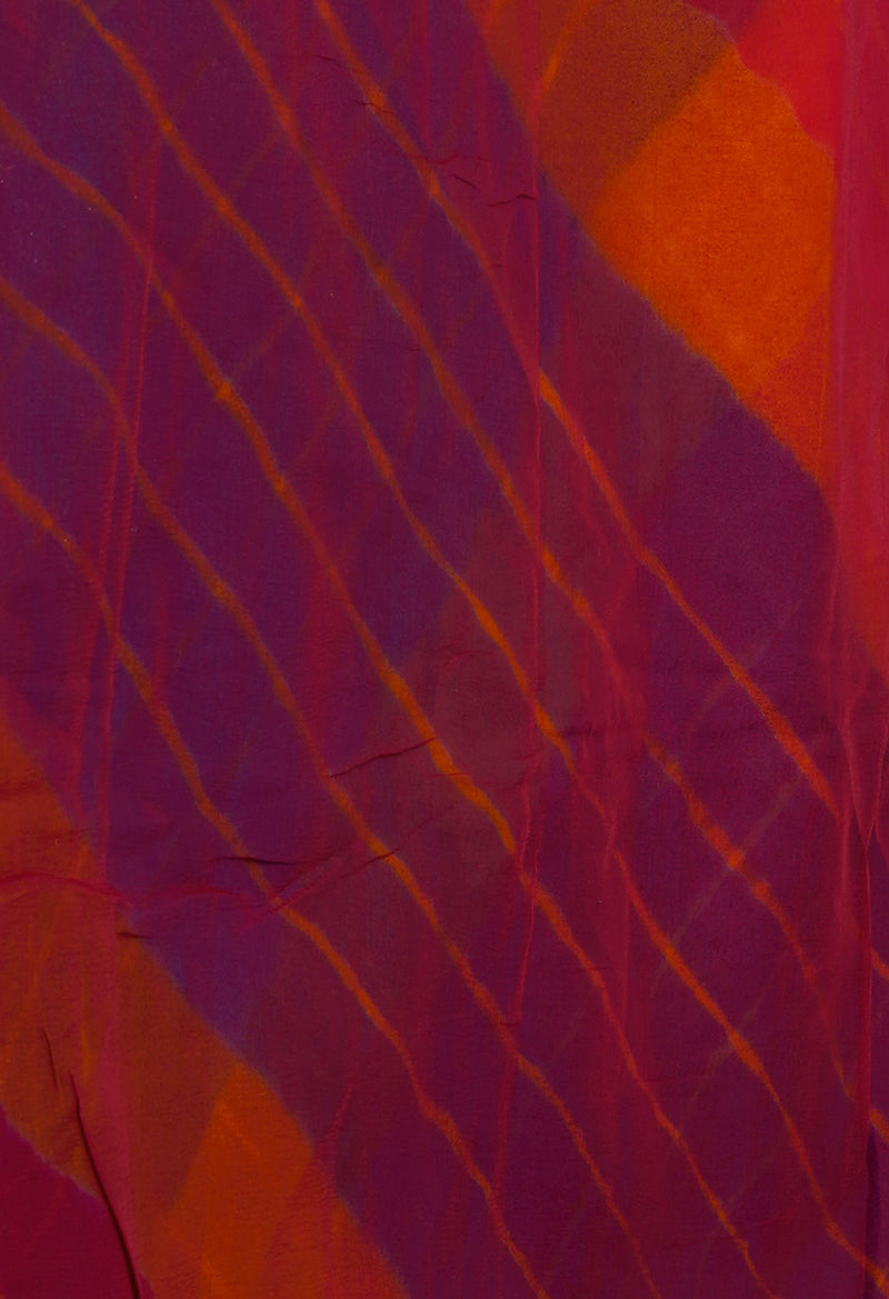 Multi  Tie and Dye Shibori  Chiffon Saree-UNM72298