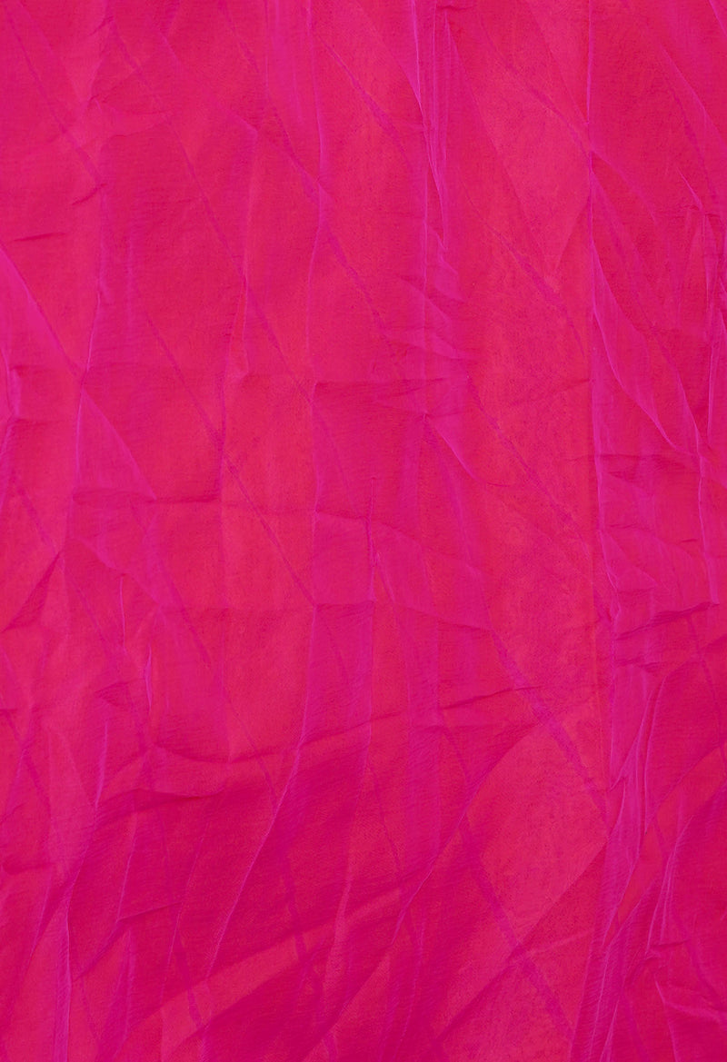 Orange  Tie and Dye Shibori  Chiffon Saree-UNM72301