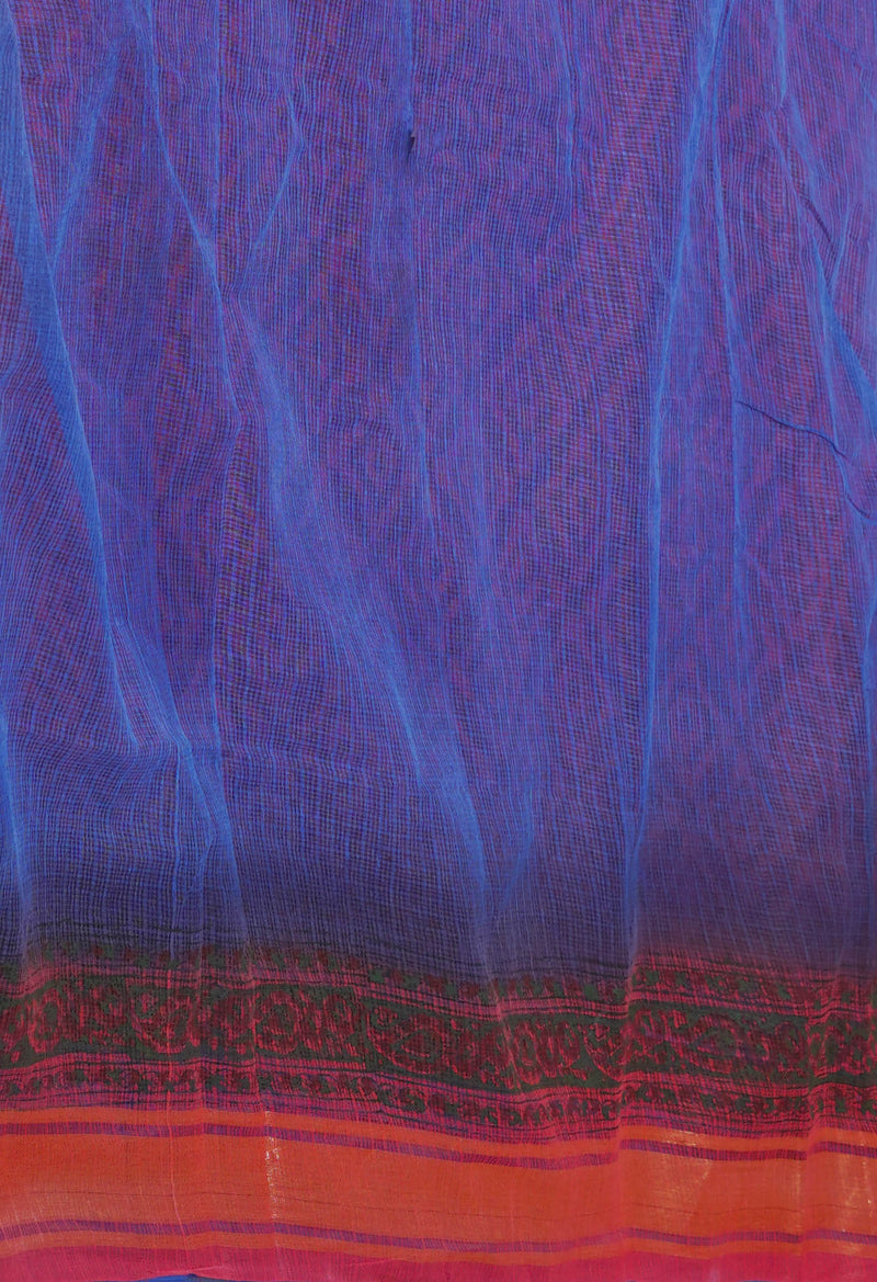 Red Pure  Block Printed Kota Cotton Saree-UNM72324