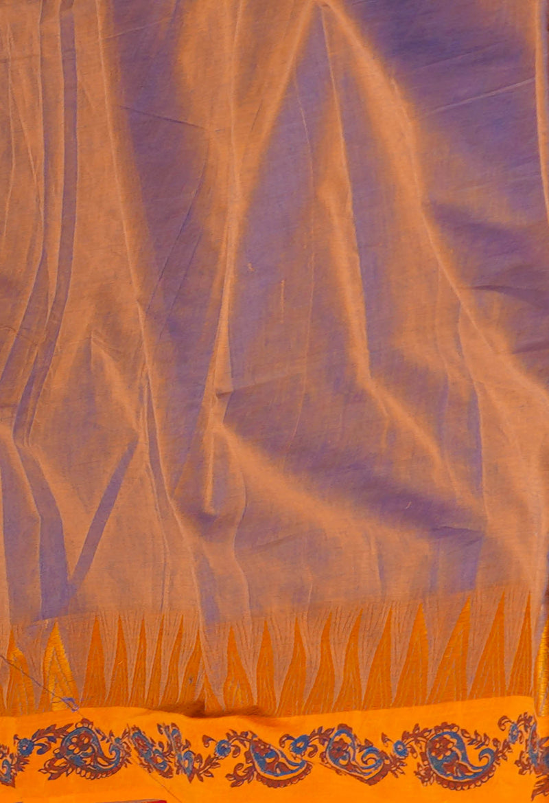 Blue Pure Handloom Pavani Dyed Printed Chettinad Cotton Saree-UNM72469