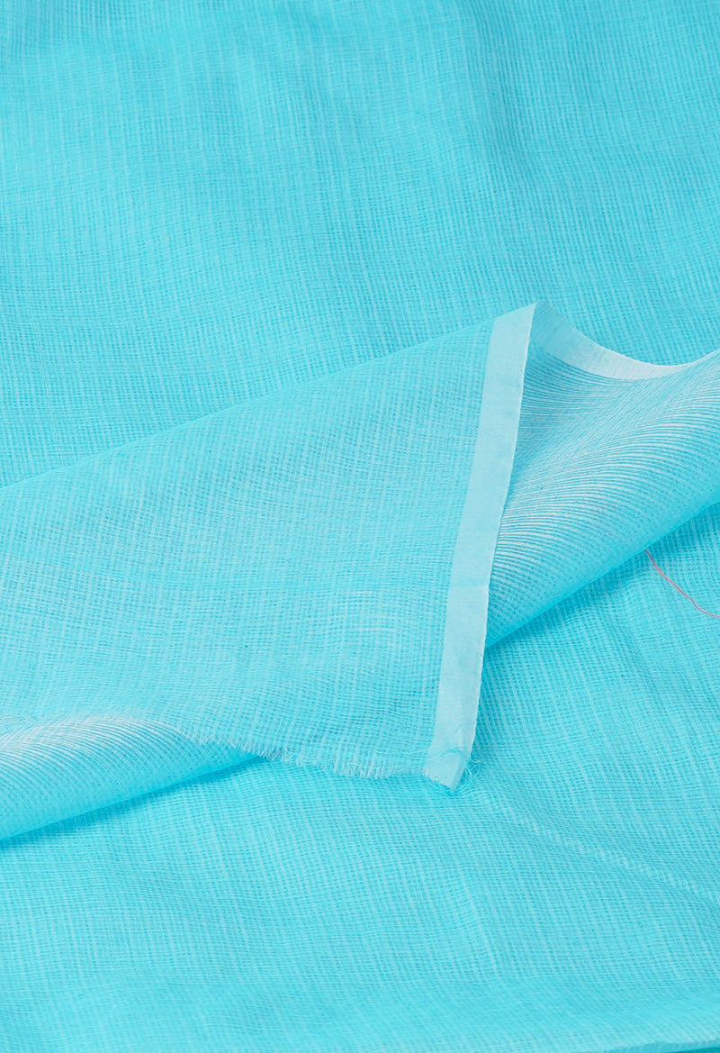 Blue Pure  Plain Kota Cotton Saree-UNM72484