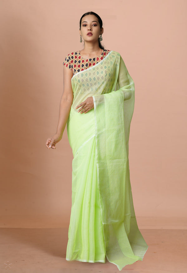 Green Pure  Plain Kota Cotton Saree-UNM72485