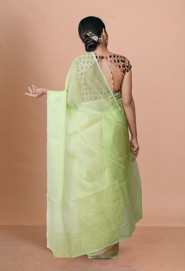 Green Pure  Plain Kota Cotton Saree-UNM72485