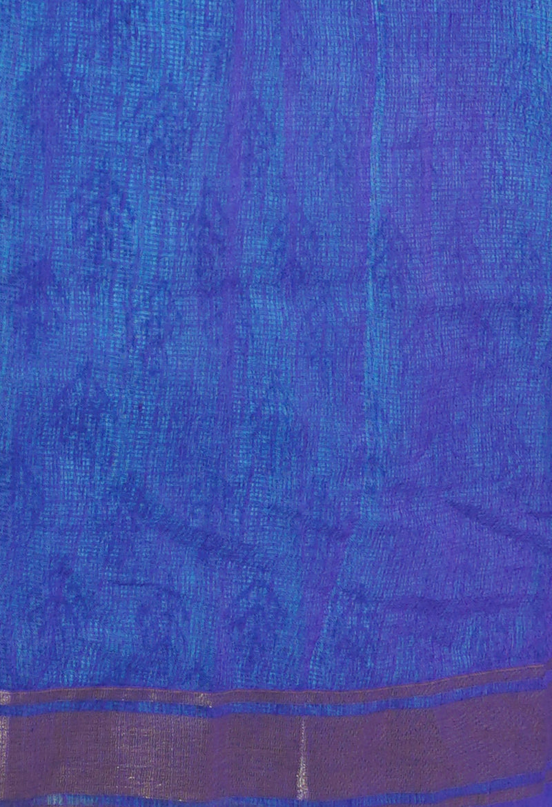 Blue Pure  Dyed Printed Kota Cotton Saree-UNM72529